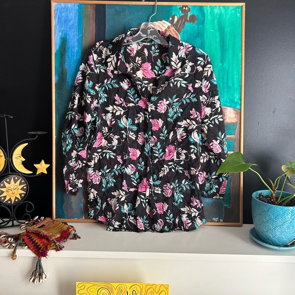 Goa Floral Black Blouse XL - Picture 2 of 16